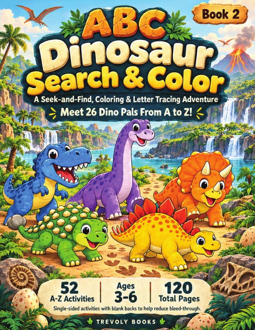 Front cover of ABC Dinosaur Search & Color